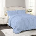 thumbnail image 1 of DNG Creations 1 Piece Ruffle Ribbon Design Comforter ( California King Size ) Ultra Soft All-Season 550 GSM 800 Threads Count,100% Egyptian Cotton - Solid Light Blue Colour, 1 of 5