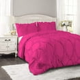 thumbnail image 1 of DNG Creations 1 Piece Ruffle Ribbon Design Comforter ( Oversized Queen Size ) Ultra Soft All-Season 550 GSM 800 Threads Count,100% Egyptian Cotton - Solid Hot Pink Colour, 1 of 5