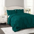 thumbnail image 1 of DNG Creations 1 Piece Ruffle Ribbon Design Comforter ( Oversized Super King Size ) Ultra Soft All-Season 550 GSM 800 Threads Count,100% Egyptian Cotton - Solid Teal Colour, 1 of 5
