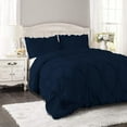 thumbnail image 1 of DNG Creations 1 Piece Ruffle Ribbon Design Comforter ( Oversized Super King Size ) Ultra Soft All-Season 550 GSM 800 Threads Count,100% Egyptian Cotton - Solid Navy Blue Colour, 1 of 5