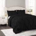 thumbnail image 1 of DNG Creations 1 Piece Ruffle Ribbon Design Comforter ( Oversized Super King Size ) Ultra Soft All-Season 550 GSM 800 Threads Count,100% Egyptian Cotton - Solid Black Colour, 1 of 5