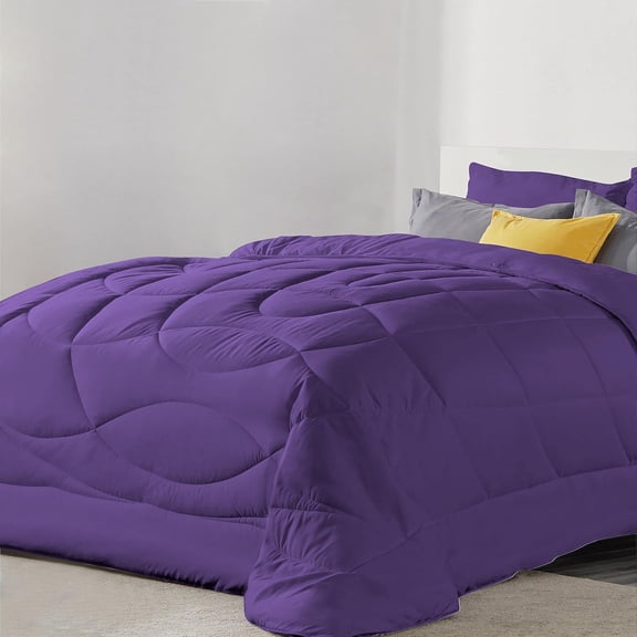 DNG Creations 1 Piece Solid U Shape Pattern Comforter Ultra Soft 100% Egyptian Cotton, 800 Threads Count 550 GSM All Season - Solid Purple Colour ( Oversized King - Size )