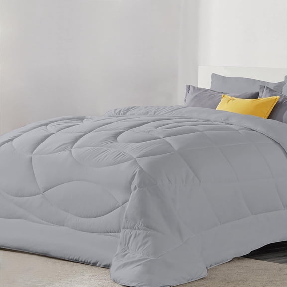DNG Creations 1 Piece Solid U Shape Pattern Comforter Ultra Soft 100% Egyptian Cotton, 800 Threads Count 550 GSM All Season - Solid Silver Colour ( Twin/Twin XL - Size )