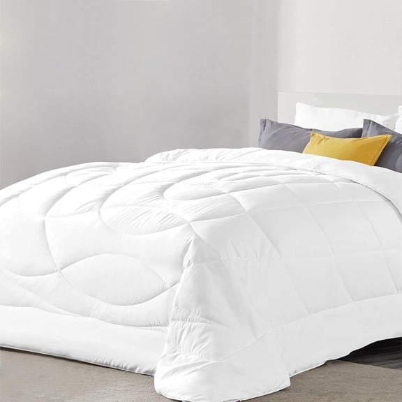 DNG Creations 1 Piece Solid U Shape Pattern Comforter Ultra Soft 100% Egyptian Cotton, 800 Threads Count 550 GSM All Season - Solid White Colour ( Oversized Queen - Size )