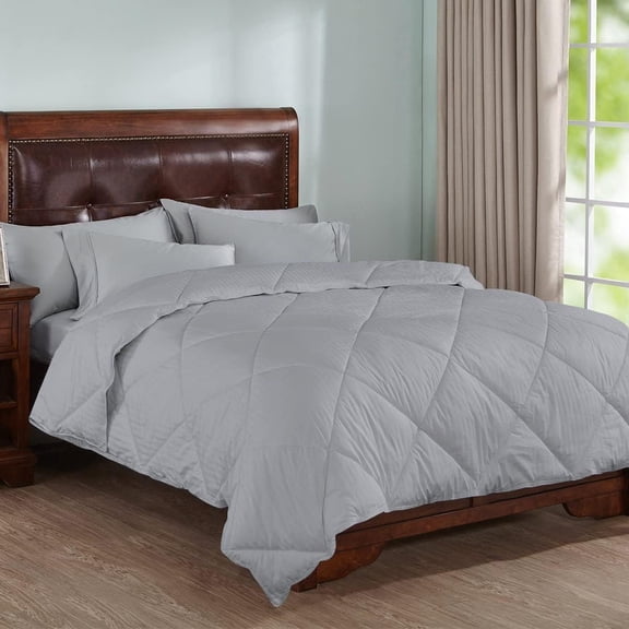 DNG Creations 1 Piece Stripe Diamond Comforter - California King Size - 550 GSM All Season 100% Egyptian Cotton, 800 Threads Count ( Stripe Silver Colour )