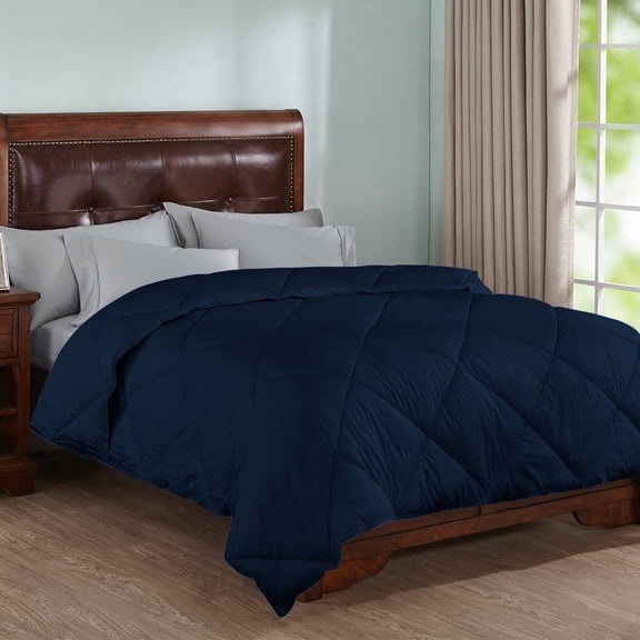 DNG Creations 1 Piece Stripe Diamond Comforter - Oversized Queen Size - 550 GSM All Season 100% Egyptian Cotton, 800 Threads Count ( Stripe Navy Blue Colour )