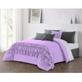 thumbnail image 1 of DNG Creations 1 Piece Three Line Ruffle Duvet Cover With Zipper Closure & Corner Ties - 800 Threads Count, 100% Egyptian Cotton ( Solid Lilac - Oversized Queen ), 1 of 4
