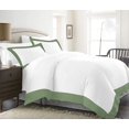 thumbnail image 1 of DNG Creations 1 Piece Two Tone Duvet Cover 100% Egyptian Cotton, 800 Threads Count With Zipper Closure & Corner Ties ( Solid White/ Moss - Oversized King ), 1 of 1