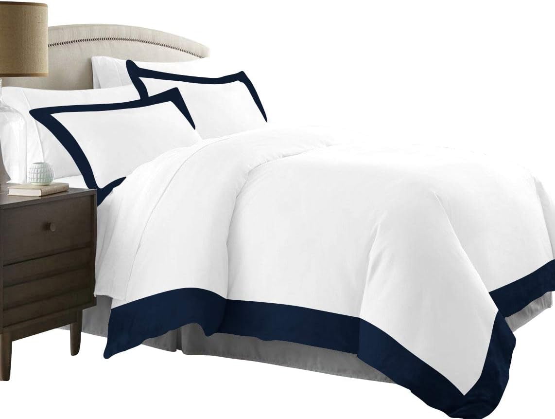 Bed Alter 100% Egyptian Cotton Duvet Cover - 1000 Thread Count, King/Cal King, White Striped 3 thumbnail image