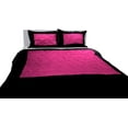 thumbnail image 1 of DNG Creations 1 Piece Two Tone Pinch Pleated Duvet Cover With Zipper Closure & Corner Ties 100% Egyptian Cotton ( Solid Black/ Hot Pink - Full/Queen ), 1 of 3