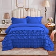 thumbnail image 1 of DNG Creations 1 Piece Vintage Ruffle Duvet Cover 100% Egyptian Cotton, 800 Threads Count - With Zipper & Corner Ties ( California King - Solid Royal Blue ), 1 of 7