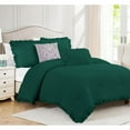 thumbnail image 1 of DNG Creations 1 Piece Vintage Ruffle Pattern Comforter Set Premium Ultra Soft 550 GSM All Season ( Full/Queen Size ) 100% Egyptian Cotton Solid Teal Green Colour, 1 of 8