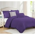 thumbnail image 1 of DNG Creations 1 Piece Vintage Ruffle Pattern Comforter Set Premium Ultra Soft 550 GSM All Season ( Oversized Super King Size ) 100% Egyptian Cotton Solid Purple Colour, 1 of 8
