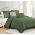 thumbnail image 1 of DNG Creations 1 Piece Vintage Ruffle Pattern Comforter Set Premium Ultra Soft 550 GSM All Season ( Twin/Twin XL Size ) 100% Egyptian Cotton Solid Moss Colour, 1 of 8