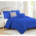 thumbnail image 1 of DNG Creations 1 Piece Vintage Ruffle Pattern Comforter Set Premium Ultra Soft 550 GSM All Season ( Twin/Twin XL Size ) 100% Egyptian Cotton Solid Royal Blue Colour, 1 of 8