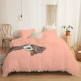 thumbnail image 1 of DNG Creations 1 Piece White Pom Pom Duvet Cover with Zipper Closure, 100% Egyptian Cotton, 800 Thread Cotton ( California King - Solid Peach ), 1 of 5