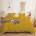 thumbnail image 1 of DNG Creations 1 Piece White Pom Pom Duvet Cover with Zipper Closure, 100% Egyptian Cotton, 800 Thread Cotton ( Full/Queen - Solid Gold ), 1 of 4