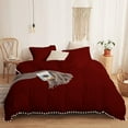 thumbnail image 1 of DNG Creations 1 Piece White Pom Pom Duvet Cover with Zipper Closure, 100% Egyptian Cotton, 800 Thread Cotton ( Oversized King - Solid Burgundy ), 1 of 4