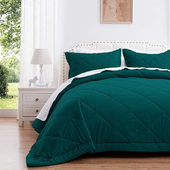 DNG Creations 3 Piece Diamond Pattern Comforter Set, 800 Thread Count, 100% Egyptian Cotton - Twin/Twin XL Size, Solid Teal Color