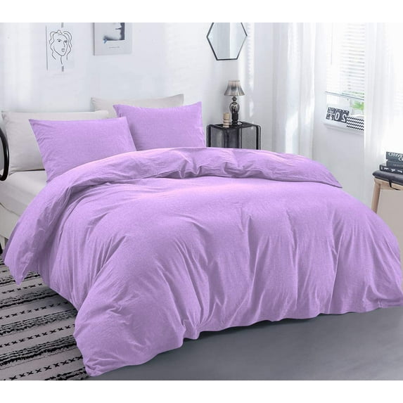 DNG Creations 3 Piece Duvet Cover with Zipper & Corner Ties - 100% Egytian Cotton, 800 Theads Count ( Full/Queen - Solid Lilac )