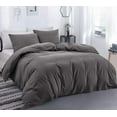 thumbnail image 1 of DNG Creations 3 Piece Duvet Cover with Zipper & Corner Ties - 100% Egytian Cotton, 800 Theads Count ( Oversized Queen - Solid Dark Grey ), 1 of 3