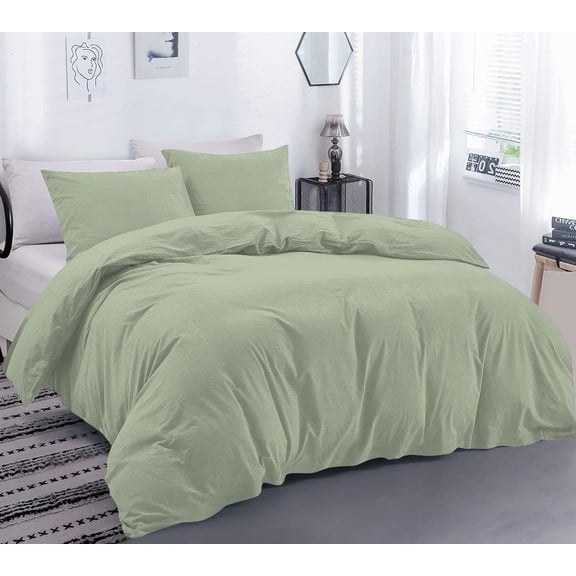 DNG Creations 3 Piece Duvet Cover with Zipper & Corner Ties - 100% Egytian Cotton, 800 Theads Count ( Twin/Twin XL - Solid Light Sage )