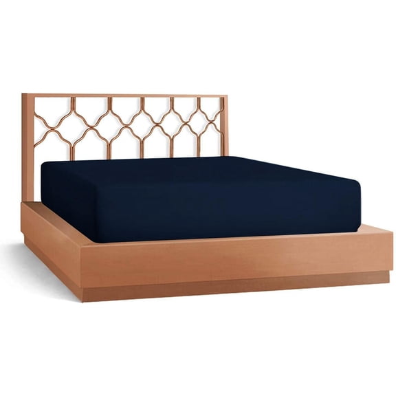DNG Creations 3-Piece Fitted Sheet Set 10-Inch Deep Pocket (Solid Navy Blue - Full)