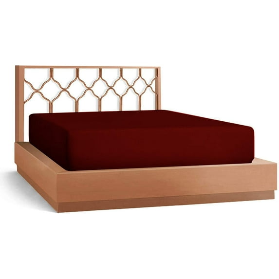 DNG Creations 3-Piece Fitted Sheet Set 18-Inch Deep Pocket (Solid Burgundy - Twin)