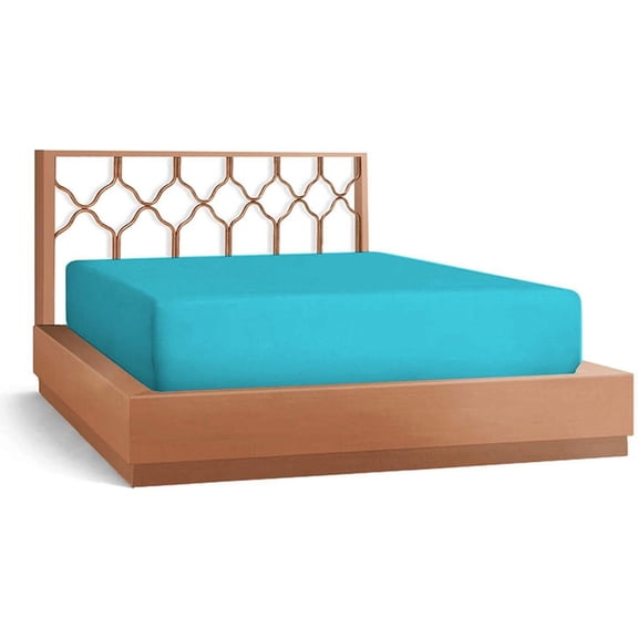 DNG Creations 3-Piece Fitted Sheet Set 24-Inch Deep Pocket (Solid Turquoise - Queen)