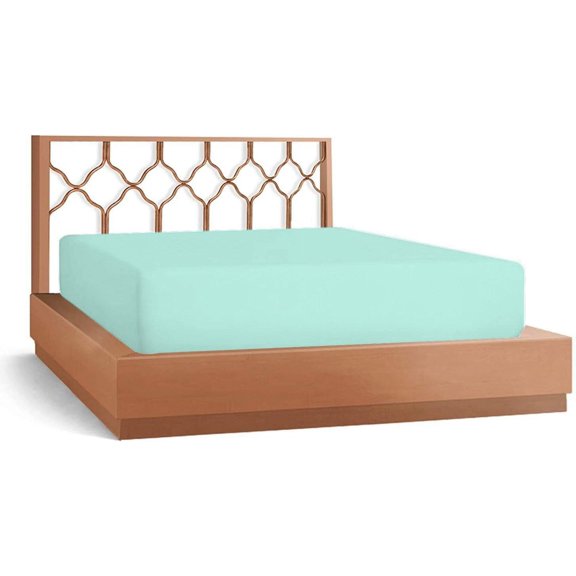 DNG Creations 3-Piece Fitted Sheet Set 24-Inch Deep Pocket (Solid Aqua Blue - Olympic Queen)