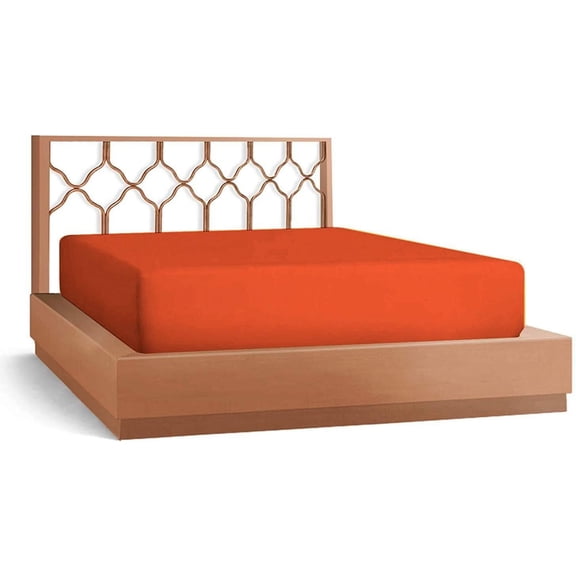 DNG Creations 3-Piece Fitted Sheet Set 6-Inch Deep Pocket (Solid Orange - California King)