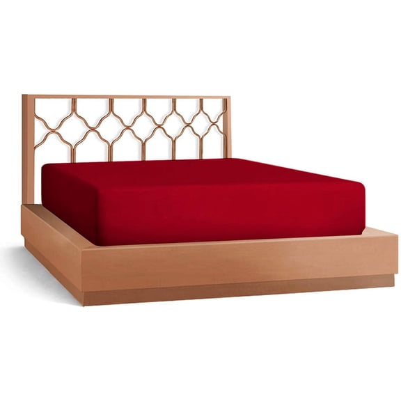 DNG Creations 3-Piece Fitted Sheet Set 6-Inch Deep Pocket (Solid Red - King)