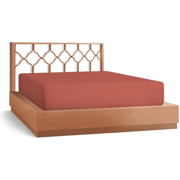 DNG Creations 3-Piece Fitted Sheet Set 8-Inch Deep Pocket (Solid Brick Red - Queen)
