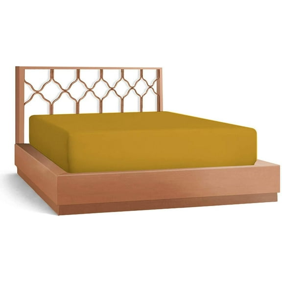 DNG Creations 3-Piece Fitted Sheet Set 8-Inch Deep Pocket (Solid Gold - Twin)