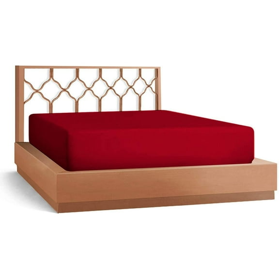 DNG Creations 3-Piece Fitted Sheet Set 8-Inch Deep Pocket (Solid Red - Twin XL)