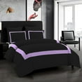 thumbnail image 1 of DNG Creations 3 Piece Full Black And Lilac Border Line Pattern Duvet Cover - 100% Egyptian Cotton, 800 Thread Count ( Full/Queen ), 1 of 5
