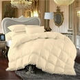 thumbnail image 1 of DNG Creations 3 Piece Pom Pom Box Design Comforter 550 GSM All Season White Vintage Pom-Pom Fringe ( King/Cal King Size ) 100% Egyptian Cotton, Solid Ivory Colour, 1 of 5