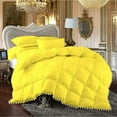 thumbnail image 1 of DNG Creations 3 Piece Pom Pom Box Design Comforter 550 GSM All Season White Vintage Pom-Pom Fringe ( Oversized Queen Size ) 100% Egyptian Cotton, Solid Yellow Colour, 1 of 5