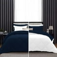 thumbnail image 1 of DNG Creations 3 Piece Reversible Diamond Pattern Comforter All Season 550 GSM - Oversized King - Size ( Navy-Blue/White Colour ) 800 Threads Count, 100% Egyptian Cotton, 1 of 7
