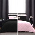 thumbnail image 1 of DNG Creations 3 Piece Reversible Diamond Pattern Comforter Solid - 100% Egyptian Cotton, 800 TC ( Full/ Queen - Size ) All-Season 550 GSM ( Light-Pink/Black Colour ), 1 of 7