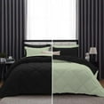 thumbnail image 1 of DNG Creations 3 Piece Reversible Diamond Pattern Comforter Solid - 100% Egyptian Cotton, 800 TC ( Full/ Queen - Size ) All-Season 550 GSM ( Light-Sage/Black Colour ), 1 of 7