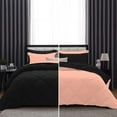 thumbnail image 1 of DNG Creations 3 Piece Reversible Diamond Pattern Comforter Solid - 100% Egyptian Cotton, 800 TC ( Full/ Queen - Size ) All-Season 550 GSM ( Peach/Black Colour ), 1 of 7