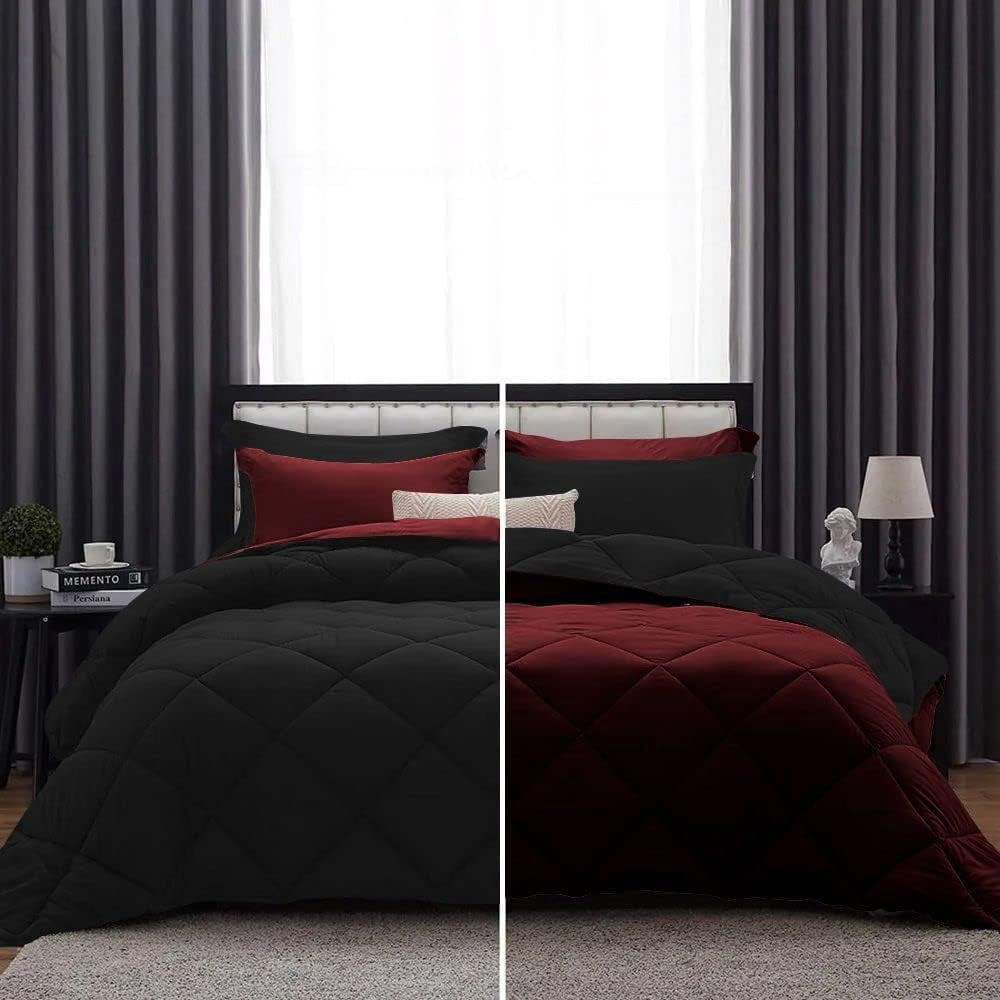 DNG Creations 3 Piece Reversible Diamond Pattern Comforter Solid - 100% ...
