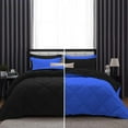 thumbnail image 1 of DNG Creations 3 Piece Reversible Diamond Pattern Comforter Solid - 100% Egyptian Cotton, 800 TC ( Oversized Queen - Size ) All-Season 550 GSM ( Royal-Blue/Black Colour ), 1 of 7