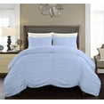 thumbnail image 1 of DNG Creations 3 Piece Ruched Pattern Duvet Cover 100% Egyptian Cotton, 800 TC- With Zipper Closure & Corner Ties ( Solid Light Blue - Oversized King ), 1 of 3
