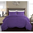 thumbnail image 1 of DNG Creations 3 Piece Ruched Pattern Duvet Cover 100% Egyptian Cotton, 800 TC- With Zipper Closure & Corner Ties ( Solid Purple - Oversized King ), 1 of 3