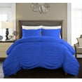 thumbnail image 1 of DNG Creations 3 Piece Ruched Pattern Duvet Cover 100% Egyptian Cotton, 800 TC- With Zipper Closure & Corner Ties ( Solid Royal Blue - Oversized King ), 1 of 3