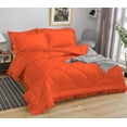 thumbnail image 1 of DNG Creations 3 Piece Ruffle Diamond Comforter All Season 550 GSM Oversized King Size - 800 Threads Count, 100% Egyptian Cotton Solid Orange Colour, 1 of 7