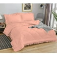 thumbnail image 1 of DNG Creations 3 Piece Ruffle Diamond Comforter All Season 550 GSM Twin/Twin XL Size - 800 Threads Count, 100% Egyptian Cotton Solid Peach Colour, 1 of 7