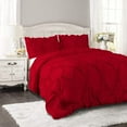 thumbnail image 1 of DNG Creations 3 Piece Ruffle Ribbon Design Comforter ( Oversized Queen Size ) Ultra Soft All-Season 550 GSM 800 Threads Count,100% Egyptian Cotton - Solid Red Colour, 1 of 5
